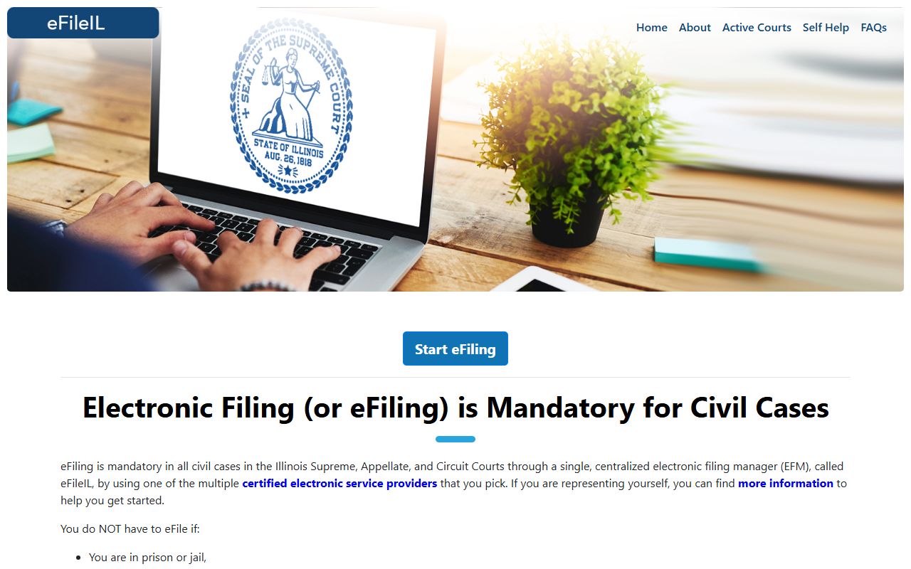 eFileIL electronic filing portal for submitting documents into the Illinois court docket