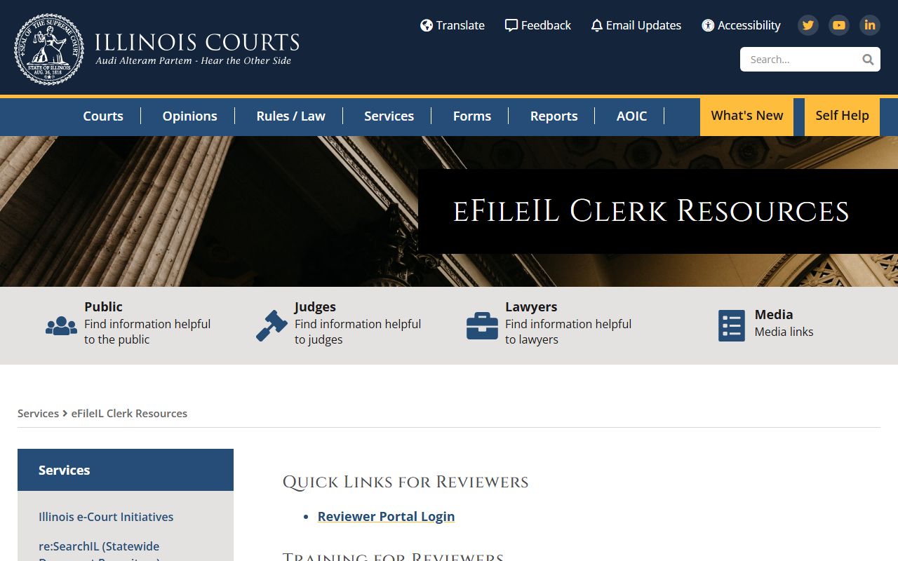 eFileIL reviewer resources used by Illinois circuit court clerks to manage docket entries